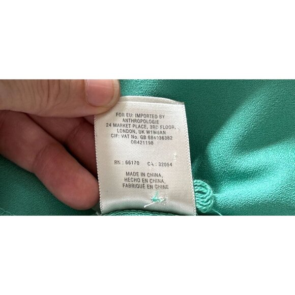Anthropologie MOTH Tunic Top Green A-Line Off the Shoulder Size Large - Picture 9 of 11